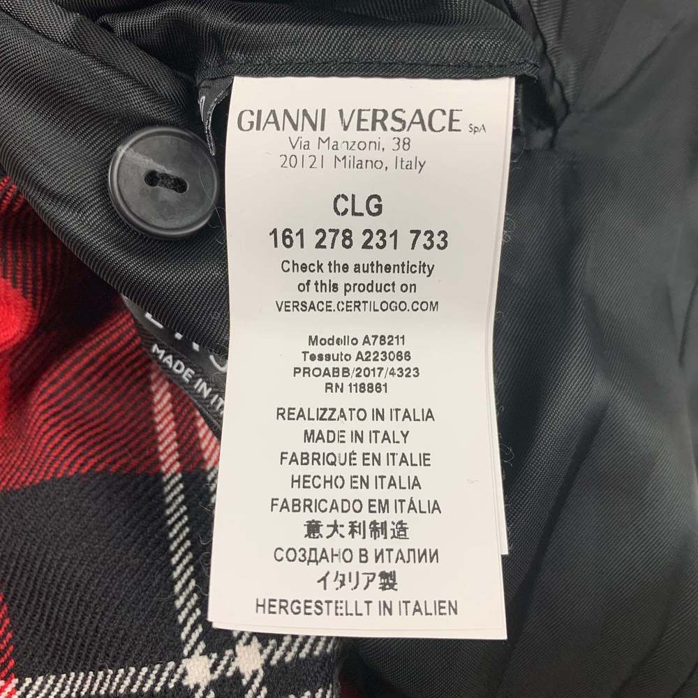 VERSACE Red Black Plaid Wool Tailor Made Executive Sport Coat - Picture 5 of 9